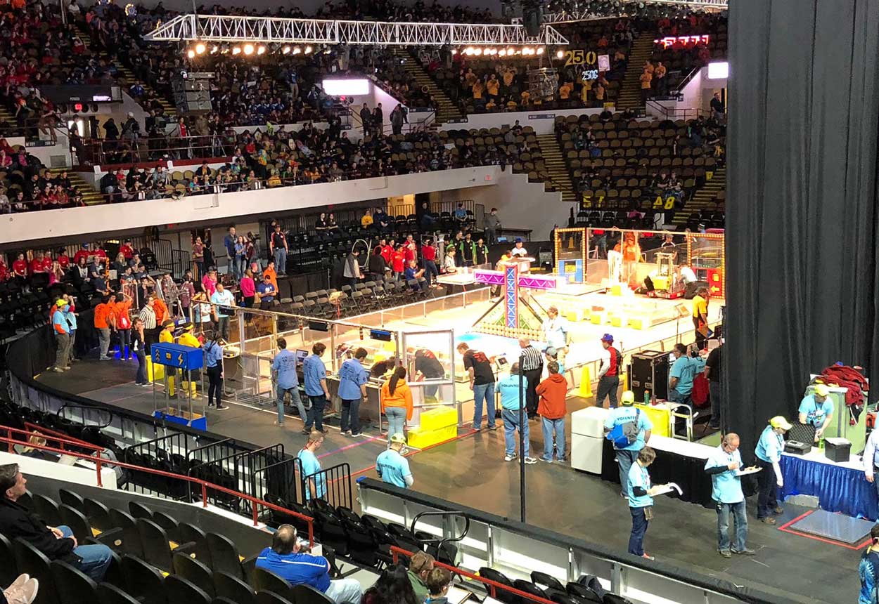 arena and audience at RoboRiot robotics competition in Sheboygan WI